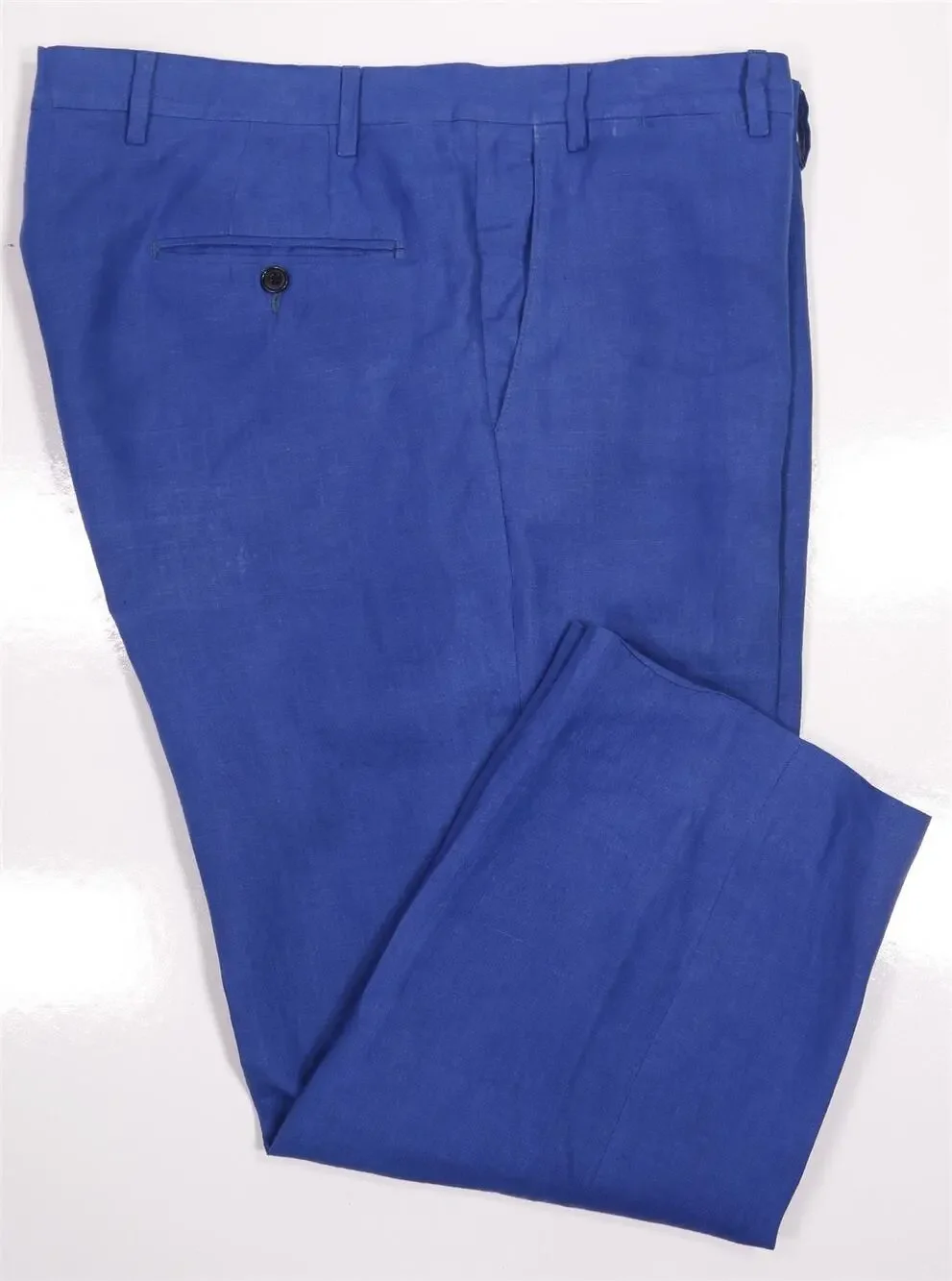 Solemare Maus & Hoffman Royal Blue 100% Linen Flat Front Dress Pants 40x26